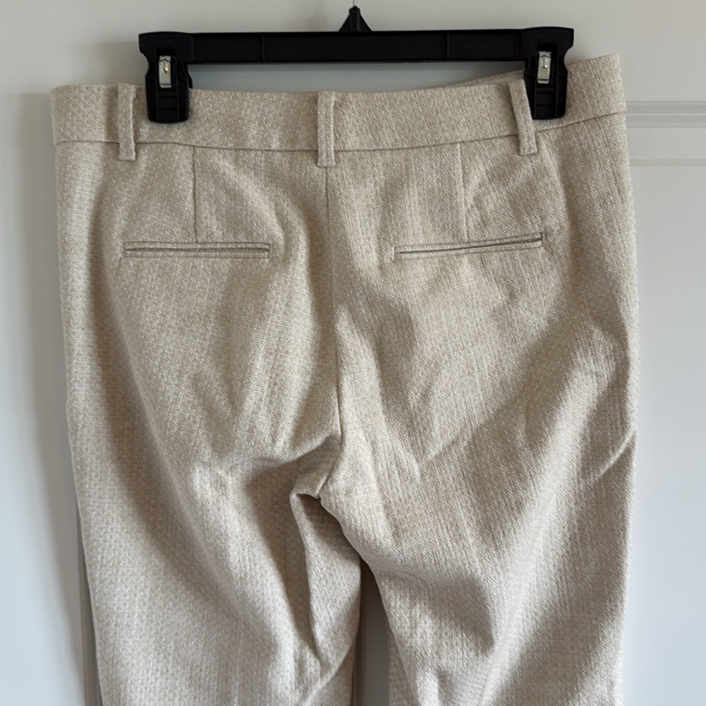 Ann Taylor Ankle Pants 4 Cream Beige Textured Tweed Cotton Blend Pockets Classic - Picture 5 of 8